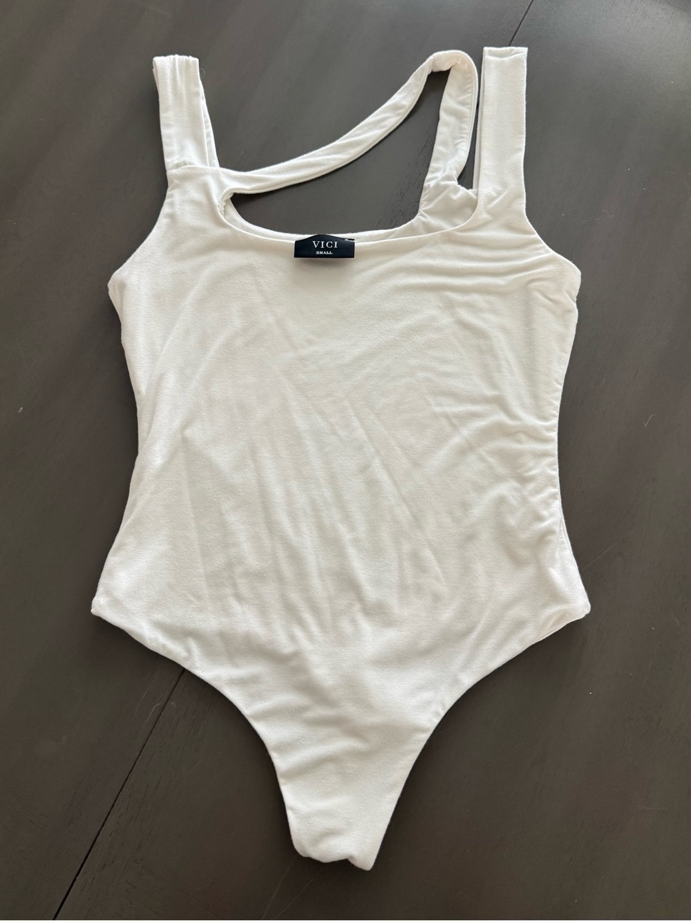 Vici Cream One-Piece Asymmetrical Strap Bodysuit